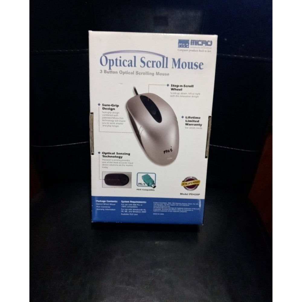 Micro Innovations 3 Button Optical Scroll Mouse Model PD435P PS/2 Compatible NEW - Picture 7 of 13